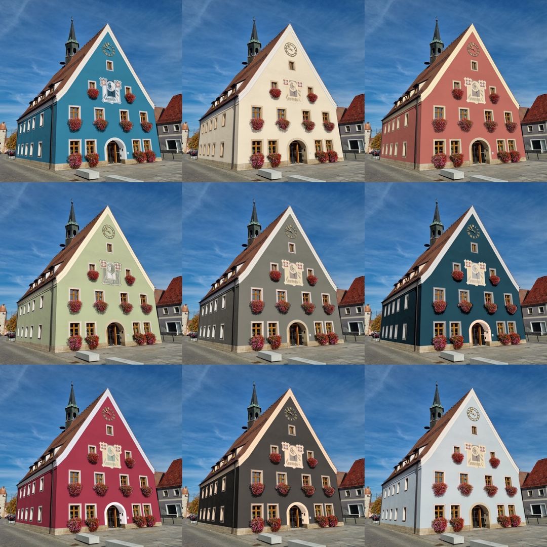Digitale Fassadengestaltungen der Fassade des Freystädter Rathauses